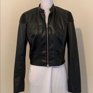 Black Bebe Crop Jacket With Shoulder Details!